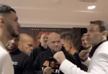 Magamed Gadiev hermostui kesken lehdistötilaisuuden – tönäisi vastustajaansa Magamed Gadiev